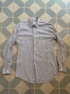 Vtg Ermenegildo Zegna Soft Shirt Mens 16 41 Gray Silk/Linen/Cotton Blend